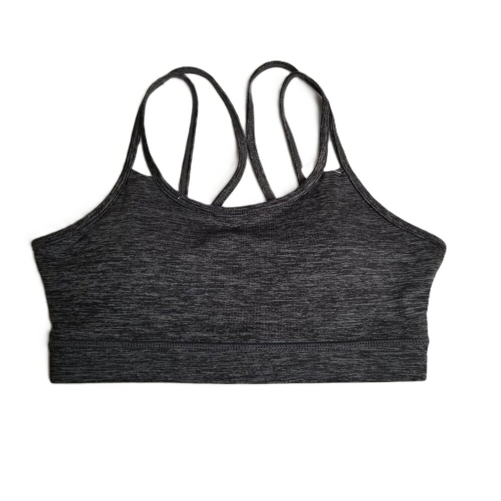 Gaiam Sports Bra XS Heather Gray Strappy Back Removable Cups Yoga Activewear